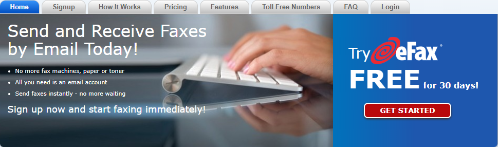 eFax free trials for 30 days